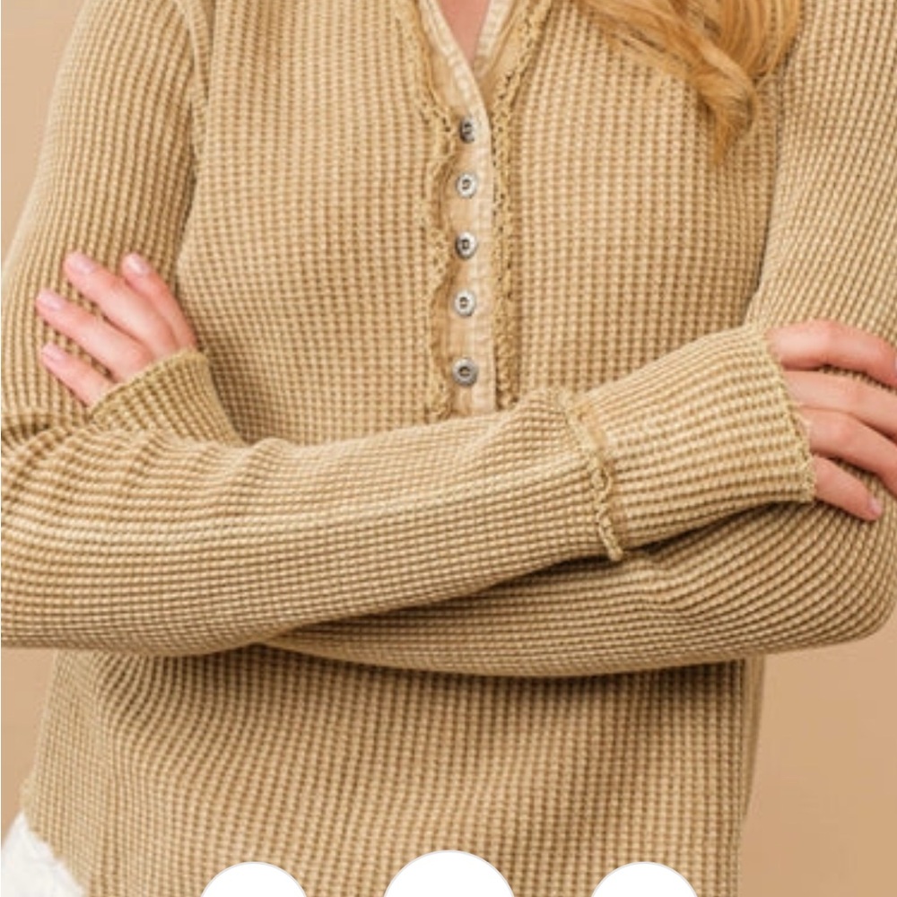 (2/$60) Cozy Blue B. Vintage Washed Waffle Knit Shirt